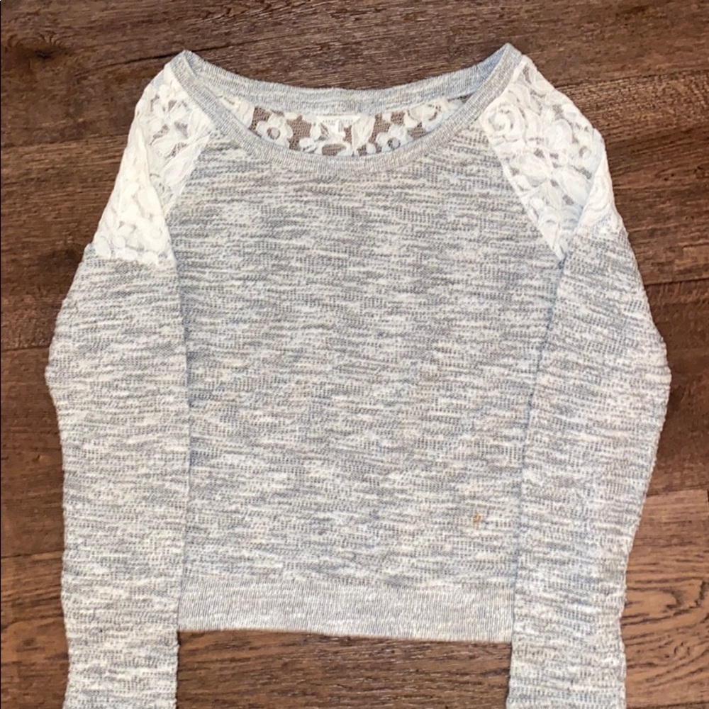 Grey sweater with lace detail!